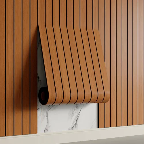 Yutianli Panel de Pared de Listones de PVC Despegar y Pegar 118" x 15.7" Panel de Listones de Madera Falsa Grano de Madera de Nogal Artificial