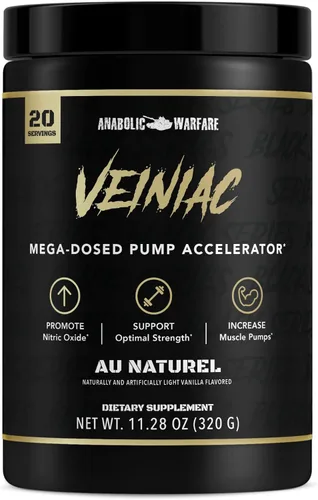 Miniatura 9 de Anabolic Warfare Veiniac - Suplemento activador de bomba muscular sin estimulantes antes del entrenamiento con L-citrulina, betaína anhidra y AGMass