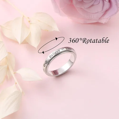 Miniatura 4 de Anillo de ansiedad para mujer, plata de ley 925, anillos giratorios para aliviar el aburrimiento, TDAH, autismo, anillos antiestrés, joyería