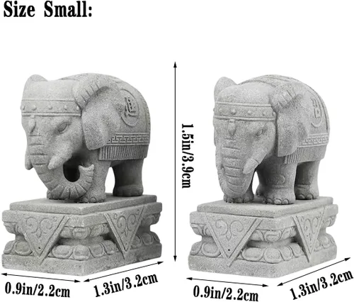 Miniatura 6 de Un par de estatua de elefante, figura de acuario para perros foo, escultura FengShui para decoraciones de peceras pequeñas de 10 galones o pequeñas