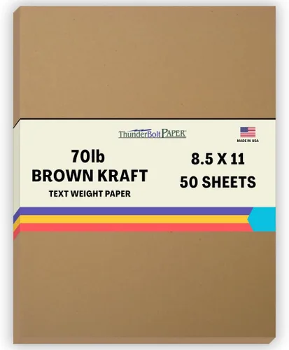 Miniatura 11 de 50 hojas de papel de fibra kraft marrón con texto 28/70 # (no tarjeta/cubierta), 4.25 x 11 pulgadas, tamaño media carta, corte largo, peso de 70
