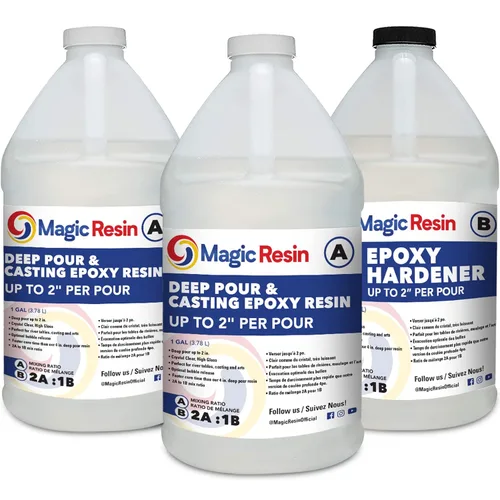 Resina epoxi de vertido profundo para mesa de río | 3 galones (11.4 L) | Kit de resina epoxi de 2 pulgadas de profundidad | Bajo olor | para mesas