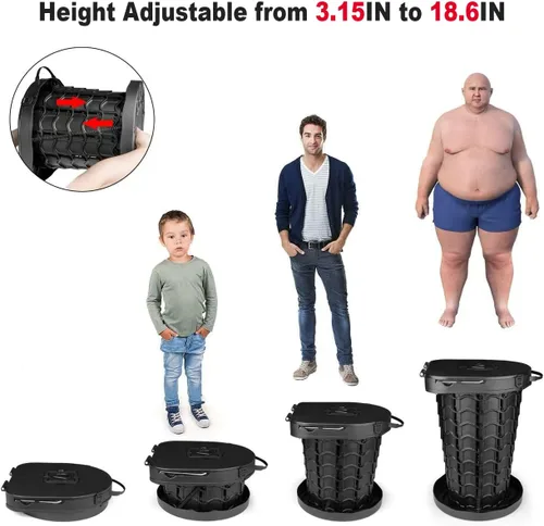 Miniatura 3 de Boreeman Inodoro portátil XXL para campamento, plegable y ajustable en altura, capacidad de carga de 400 libras, con asa de transporte, perfecto