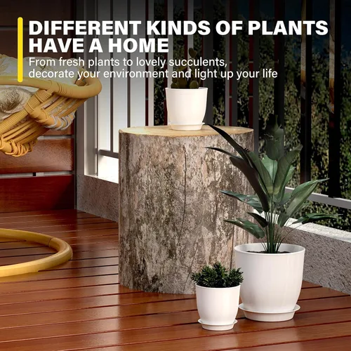 Miniatura 7 de iPower Macetas con drenaje de 7.1/6.3/5.5/5/4.5 pulgadas, decoración del hogar para macetas de interior, macetas de plástico, cactus, suculentas