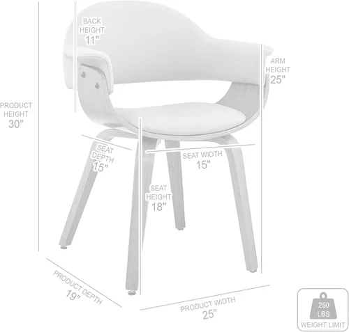 Miniatura 3 de Armen Living Adalyn - Silla de comedor de piel sintética y madera, gris/negro, 19 pulgadas de profundidad x 25 pulgadas de ancho x 30 pulgadas
