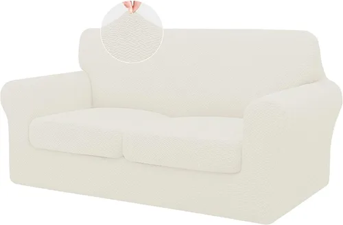 Miniatura 25 de ISSUNTEX - 4 piezas de fundas de sofá de alto estiramiento y espesor, funda suave para sofá con 3 cojines separados, funda elástica de sofá de tela