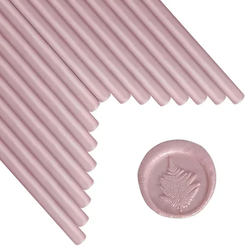 16 barras de sello de cera rosa nacarada para pistola de pegamento, invitaciones de boda, tarjetas, sobres Rosa nacarado
