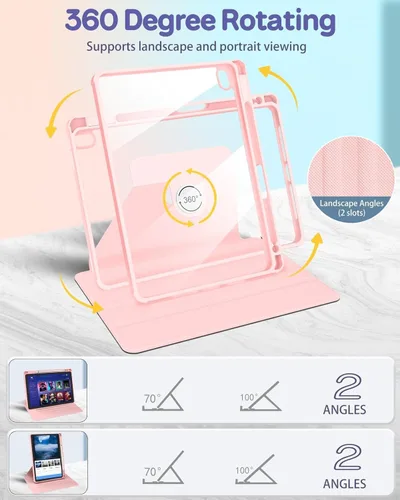 Miniatura 4 de Funda giratoria para iPad (A16) 11ª generación de 11 pulgadas (2025), iPad 11ª generación de 10.9 pulgadas (2022), funda tipo cartera de piel PU
