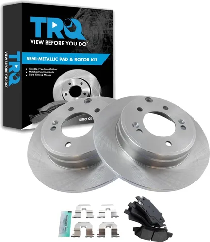 Miniatura 13 de TRQ Juego de pastillas de freno semimetálicas traseras y rotores compatibles con Chevrolet Trailblazer 02-06 Trailblazer EXT 04-06 SSR 02-07 GMC