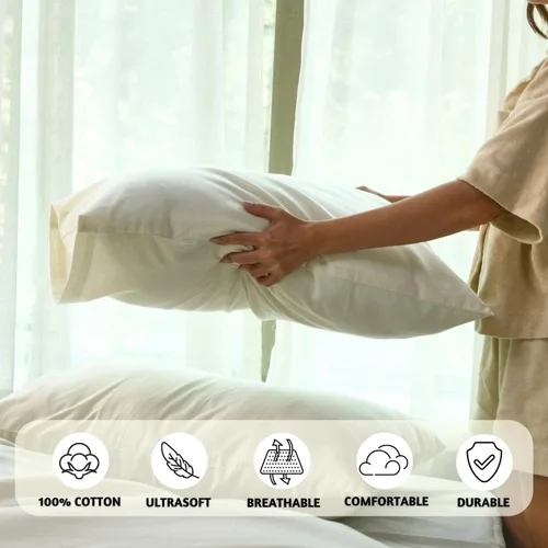 Miniatura 2 de Folkulture Juego de ropa de cama Queen - Funda nórdica ultra suave 100% algodón, juego de 3 piezas con 2 fundas de almohada (avena, sólido)