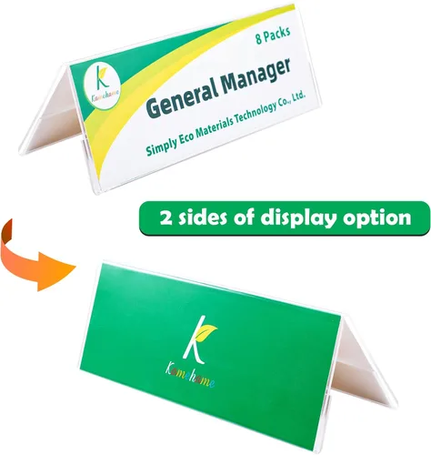 Miniatura 2 de Kamehame Placa de identificación para escritorio, paquete de 8 unidades de 8.45 x 3 pulgadas, acrílico transparente para tienda de campaña