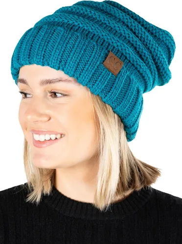 Miniatura 282 de Funky Junque Gorro de moda de punto trenzado de talla extragrande, grueso, abrigado, suave y holgado