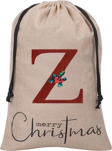 Miniatura 21 de Subyan Bolsa de regalo de Navidad de arpillera de 27 x 23 pulgadas, extra grande, reutilizable, personalizada, con monograma, con cordón