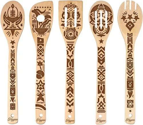 Miniatura 8 de Star War - Juego de Cucharas de Madera Quemadas, Idea de Regalo, Utensilios de Cocina y Servir, Bambú Natural, Regalos para Estreno de Casa, Cuchara
