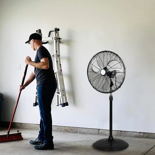 Miniatura 8 de BILT HARD - Ventilador de pie industrial de metal, resistente, de alta velocidad, oscilante, aspas de aluminio, 3 velocidades y certificado UL
