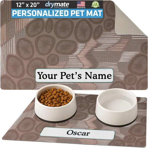 Miniatura 24 de Drymate Mantel individual personalizado para tazón de mascotas, tapete personalizado de alimentación de alimentos para perros y gatos, tela Lino