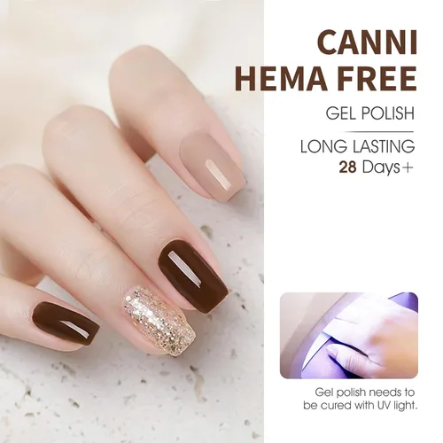 Miniatura 4 de CANNI Kit de esmalte de uñas de gel, 6 colores, rosa nude, 0.3 fl oz, tonos de piel, uñas francesas, marrón neutro, kit de uñas de gel para remojar