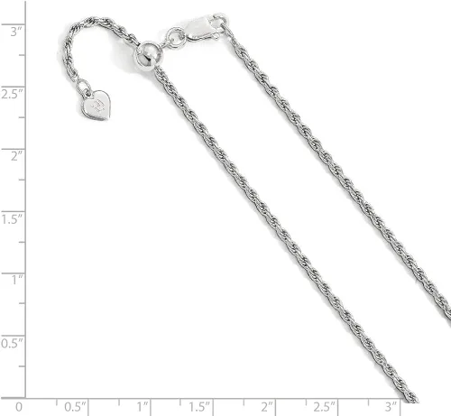 Miniatura 2 de The Black Bow Collar de cadena de plata de ley chapada en rodio de 0.089 in ajustable con corte de diamante sólido