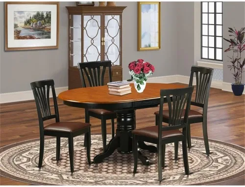 Miniatura 2 de East West Furniture AVON5-BLK-LC - Juego de mesa de comedor de 5 piezas para 4 personas, incluye una mesa de cocina ovalada con hoja de mariposa y 4