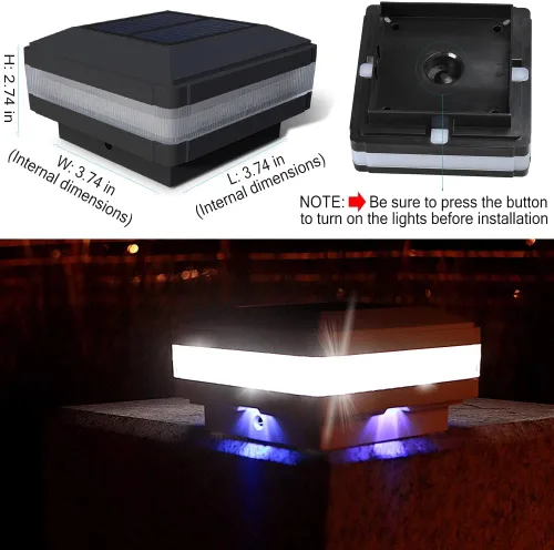 Miniatura 4 de FVTLED Luces solares para exteriores, 52 LED de alto brillo, 6000 K, blanco, IP65, impermeable, para postes de madera de 4 x 4, 5 x 5, 6 x 6