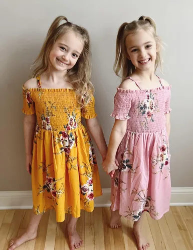 Miniatura 5 de Arshiner Vestido casual de verano sin mangas floral para niñas
