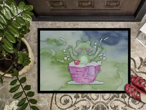 Miniatura 3 de Caroline's Treasures BB7343MAT - Tapete de baño con diseño de rana y acuarela, de 18 x 27 pulgadas, para interiores y exteriores, para entrada