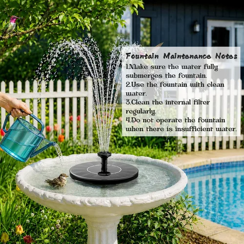 Miniatura 3 de LAWOHO Bomba de fuente solar de 1.5 W, kit de panel de fuente de agua solar sumergible mejorado para baño de pájaros, estanque pequeño, jardín y Kit
