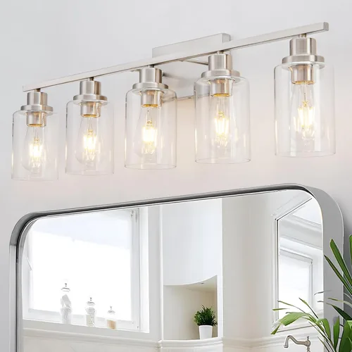 Miniatura 14 de 4 Luces Accesorios de Iluminación para Baño Níquel Cepillado Luz de Tocador Sobre Espejo Moderno Estilo Granja Apliques de Iluminación de Pared