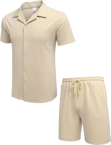 Miniatura 5 de COOFANDY Mens Two Piece Outfits Sets Casual Button Down Short Sleeve Shirt and Shorts Beach Outfits Sets