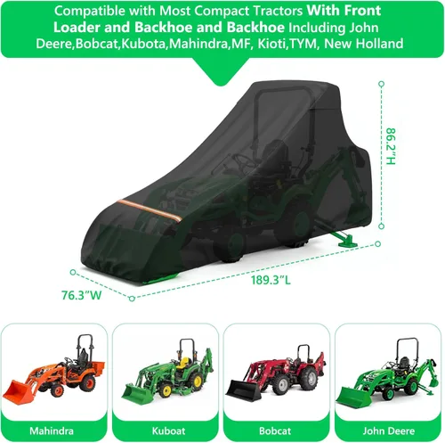 Miniatura 2 de AKEfit Cubierta de tractor, cubiertas de tractor impermeables resistentes, 420D Oxford impermeable, a prueba de polvo, protección UV, cubierta