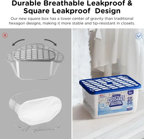 Miniatura 4 de W&E Choice Absorbedores de humedad, cajas de absorción de humedad portátiles para tu baño, armario y automóvil, deshumidificador sin fragancia, Azul