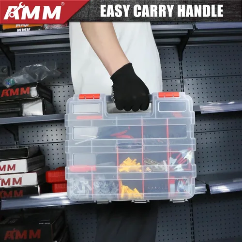 Miniatura 8 de AMM Caja de Herramientas, Organizador de Caja de Herramientas de Doble Lado con 34 Compartimentos, Divisores Removibles, Caja de Aparejos