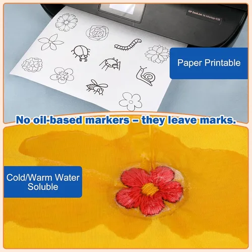 Miniatura 4 de FURWEY 8 piezas 8.5"x11" Estabilizador de bordado soluble en agua adhesivo, papel imprimible que se disuelve al lavar, permite imprimir o dibujar
