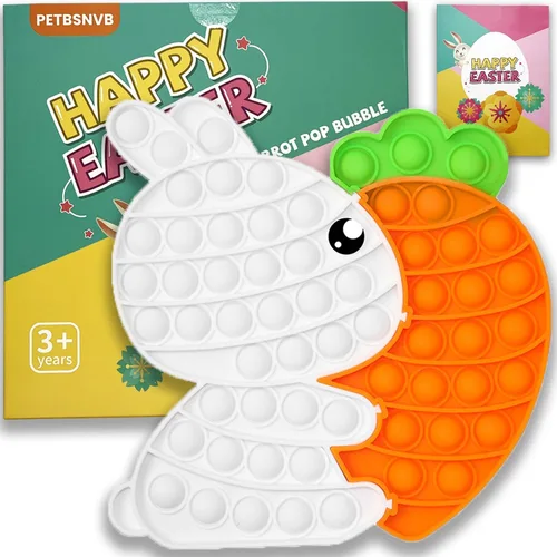 Juguete sensorial para ansiedad de conejo de Pascua, juguete sensorial de burbujas para reventar burbujas, rompecabezas popper, regalos de Pascua