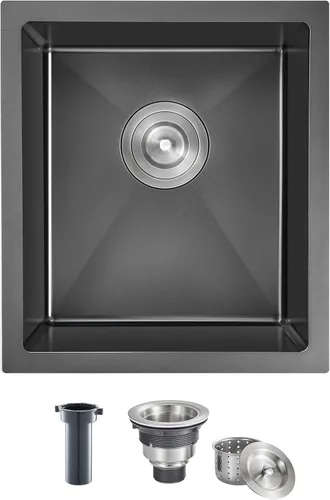 Miniatura 19 de Fregadero de cocina de 20 pulgadas, acero inoxidable SUS304 hecho a mano, fregadero de cocina con colador de fregadero (cepillado), 20 x 16 x 9