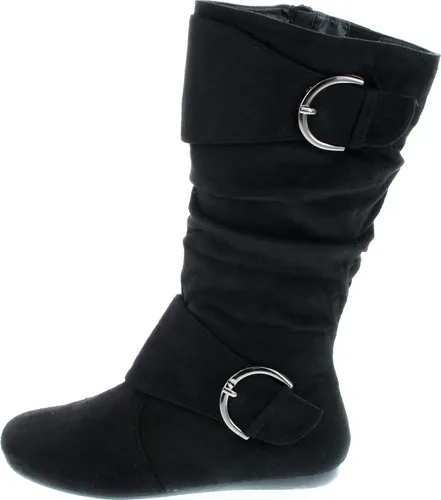 Miniatura 2 de Forever Link Klein-70 - Botas de tacón plano con hebilla y punta redonda cerrada para mujer