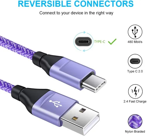 Miniatura 3 de Adaptador de cargador de coche, enchufe de pared con cable de carga tipo C para LG Stylo 6/5/4 G8 G7 G6 V60 V50 V40 V35 ThinQ, Samsung Galaxy S25