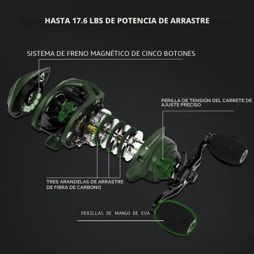 Miniatura 6 de KastKing Spartacus II Baitcasting Fishing Reel, 6oz Ultralight Baitcaster Reel, Super Smooth with 17.6 LB Carbon Fiber Drag, 7.2:1 Gear Ratio, 39mm