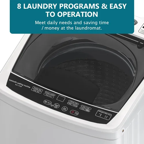 Miniatura 7 de DOGHLY - Lavadora portátil de 16 libras, lavadora y centrifugadora completamente automática con 10 programas, bloqueo para niños y ahorro