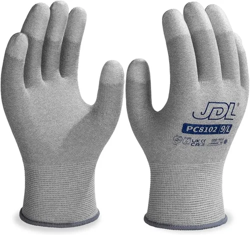 JDL Guantes de trabajo ESD, guantes antiestáticos para construcción de PC, instalación y reparación de computadoras, guantes de fibra de carbono de