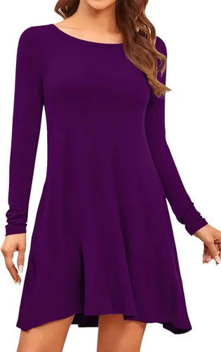 Miniatura 3 de HiMONE Vestido suelto casual de verano de manga larga con cuello redondo para mujer 2023