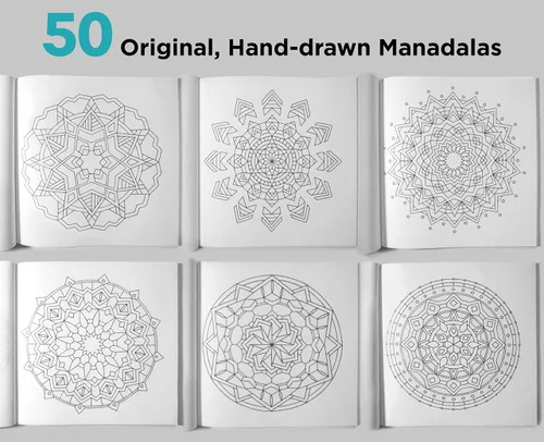 Miniatura 2 de Koala Tools Libro para colorear mandala con plantillas de cuadrícula circular para dibujar tus propios mandalas - 50 ilustraciones originales