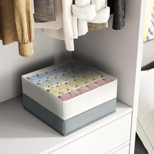 Miniatura 7 de Organizador de Calcetines Paquete de 4, Organizador de Ropa Interior de 24 Celdas Almacenamiento Plegable de Ropa Interior, Organizador de Cajón