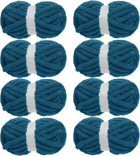 Miniatura 27 de MABOZOO Paquete de 8 ovillos de hilo grueso surtido para crochet - Chenilla jumbo esponjosa, hilo suave y voluminoso para tejer a mano o con los Rojo