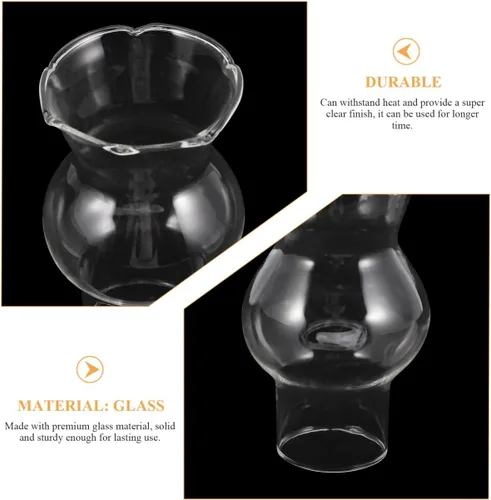 Miniatura 3 de Uonlytech Reemplazo de pantalla de lámpara de vidrio resistente a altas temperaturas, cubierta superior de lámpara de queroseno, chimenea