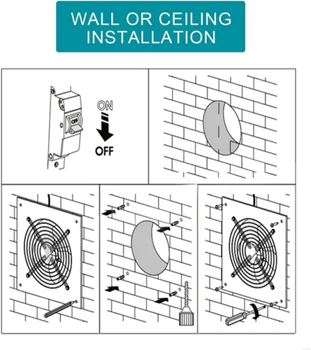 Miniatura 5 de Nalle Ventilador de escape de 6 pulgadas, 40 W, 298 CFM, instalación a través de la pared, ventilador de ventilación de 110 V, ventilador de humo