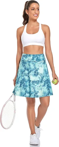 Miniatura 5 de KORALHY Falda pantalón de 20 pulgadas hasta la rodilla para mujer, para tenis, atletismo, golf, casual, con 4 bolsillos