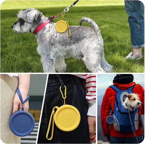 Miniatura 6 de WALLFID Bolso de silicona para golosinas de perro, pequeño, con clicker de entrenamiento para mascotas, bolso para caminar para perros y gatos