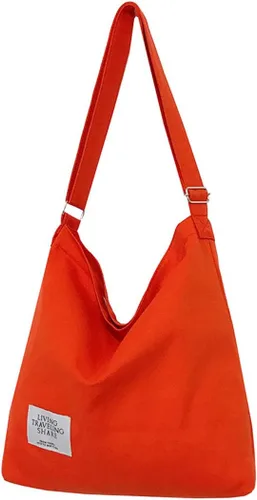 Miniatura 21 de Covelin - Bolsa de hombro informal de lona para mujer, estilo bohemio y retro, bolsa de mano, bolso cruzado, tamaño grande
