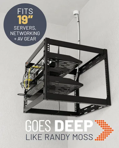 Miniatura 6 de ECHOGEAR Bastidor de red de 10U - Diseño de 4 postes resistente para montaje en pared, con estructura abierta que incluye 2 estantes ventilados